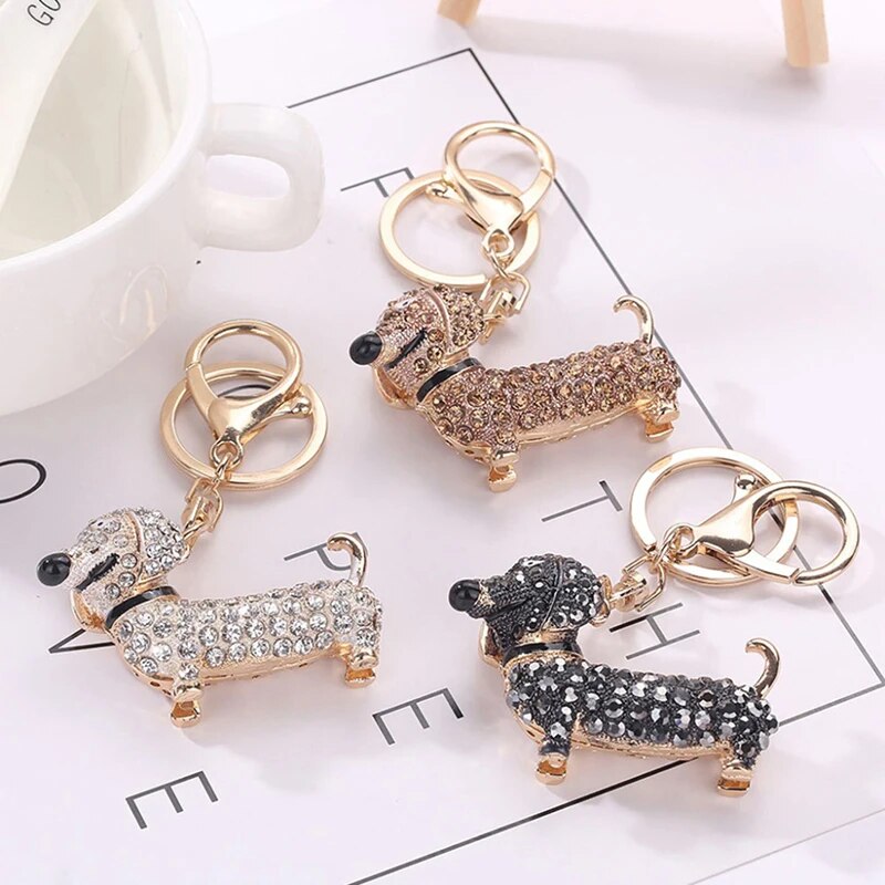 Dachshund Diamanté Keyring