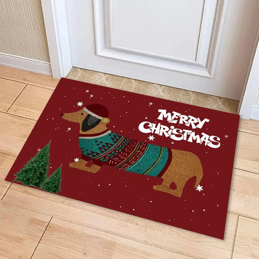 Christmas Dachshund Sausage Doormat