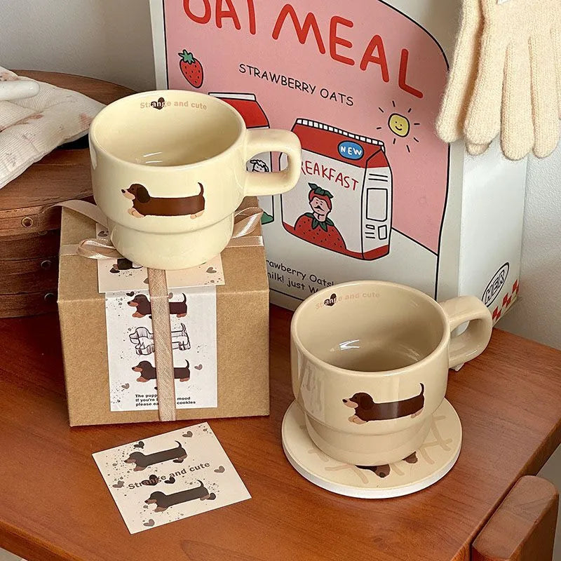 Dachshund Cup Mat Gift Set