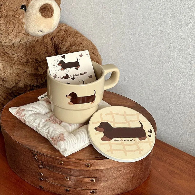 Dachshund Cup Mat Gift Set