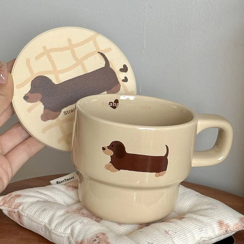 Dachshund Cup Mat Gift Set