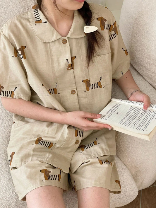 100% Cotton Women's Dachshund Print Pyjamas
