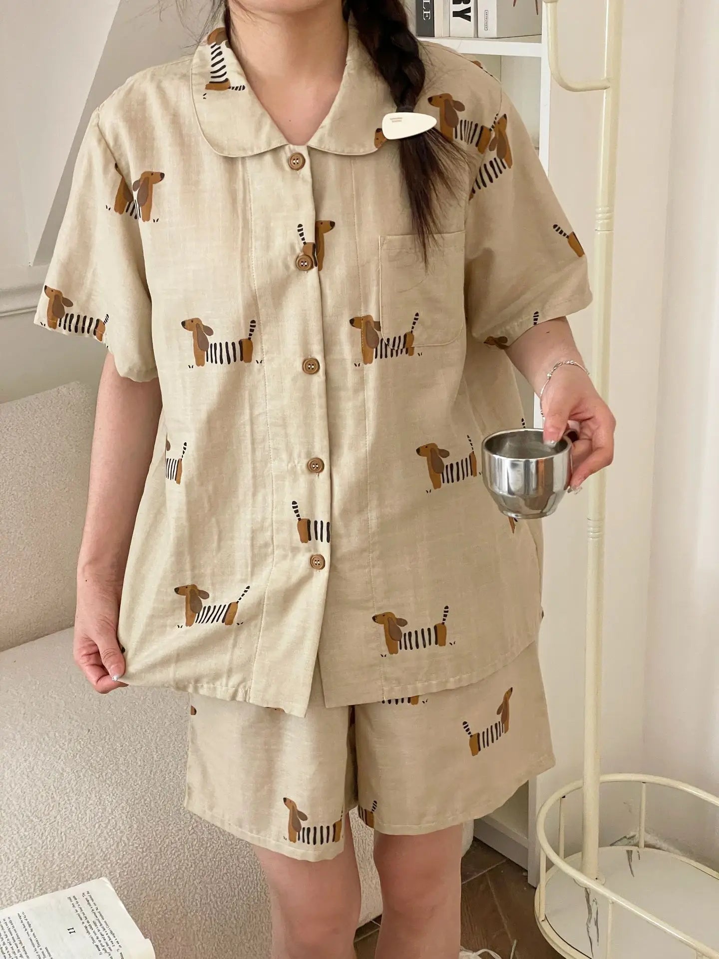 100% Cotton Women's Dachshund Print Pyjamas