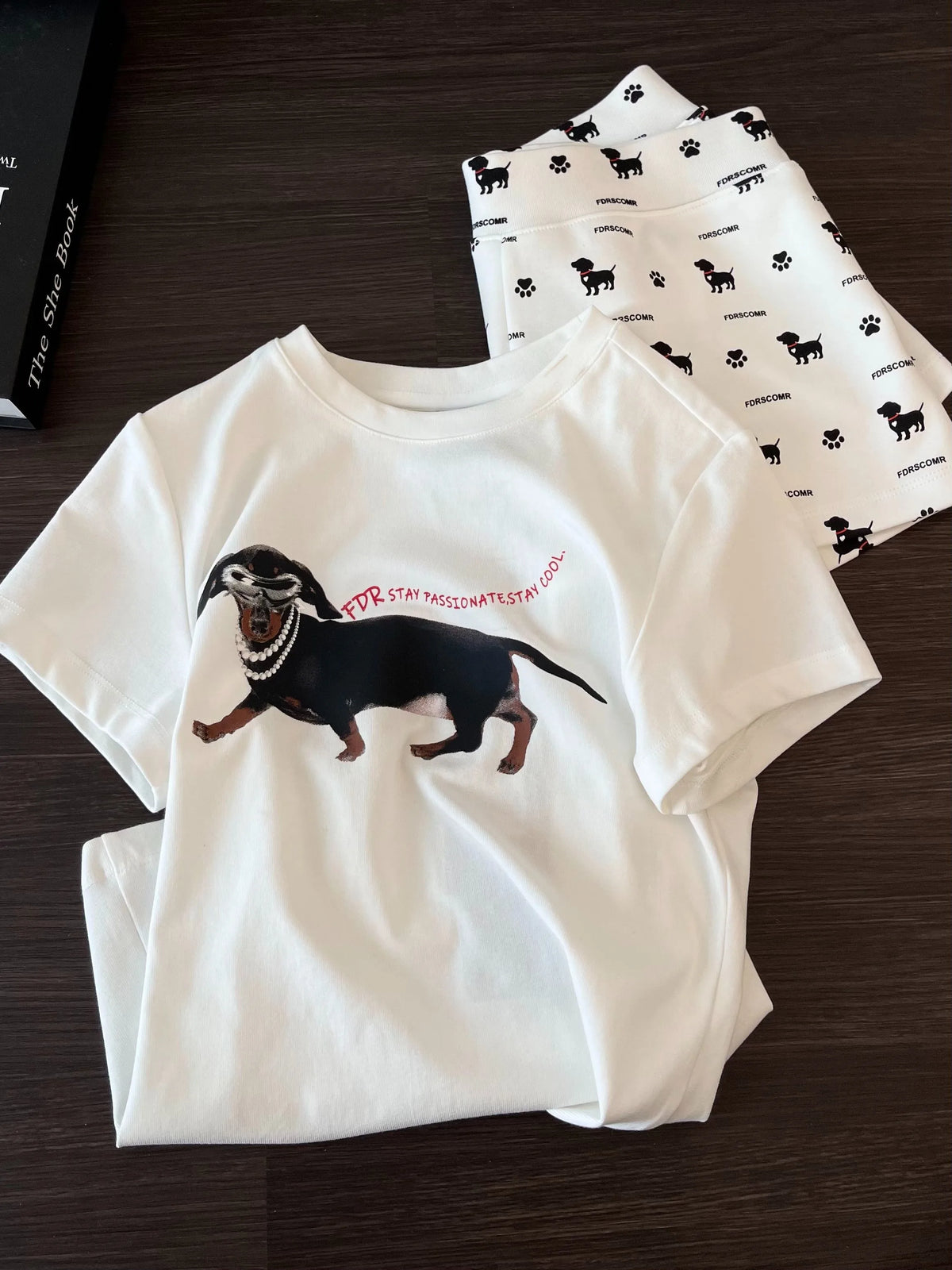 Dachshund Print Women's short Sleeve Shorts Sleepwear