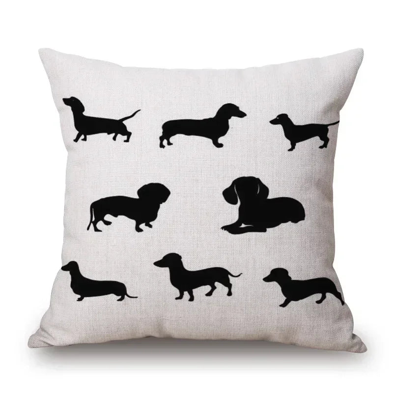 Hand Painting Dachshund Dog Cushion Covers