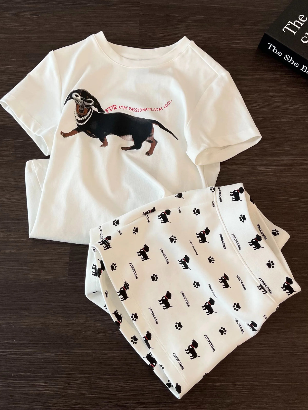 Dachshund Print Women's short Sleeve Shorts Sleepwear