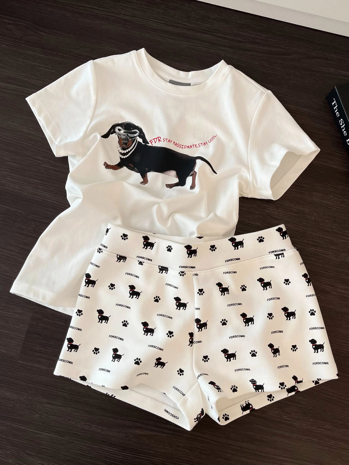 Dachshund Print Women's short Sleeve Shorts Sleepwear