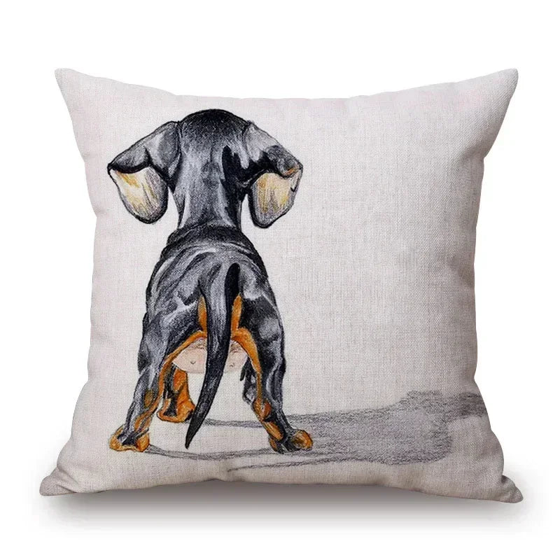 Hand Painting Dachshund Dog Cushion Covers