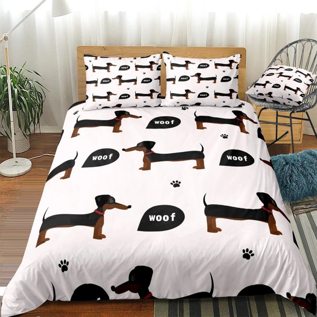 3 Piece Dachshund Duvet Cover Set Sausage Swagger