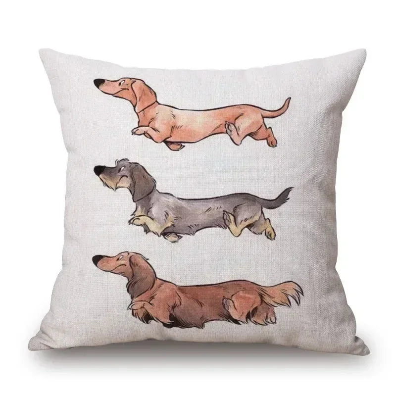 Hand Painting Dachshund Dog Cushion Covers