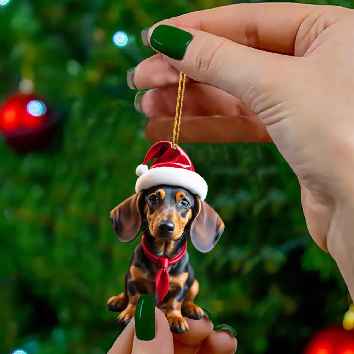 Cartoon Dachshund Christmas Ornaments – Cute Tree Hanging Decor