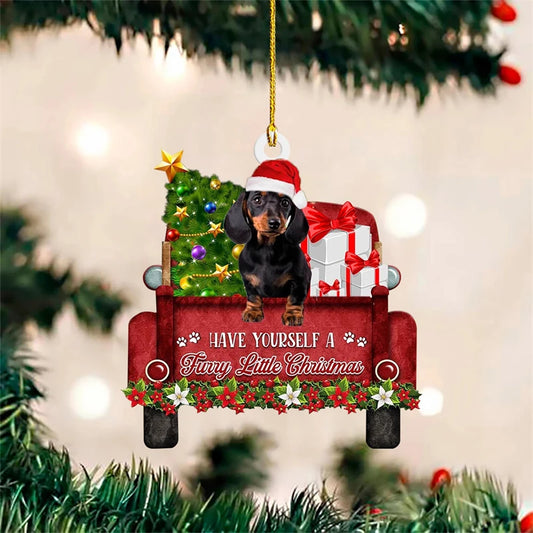 Christmas Dachshund Acrylic Christmas Tree Pendant Decorations