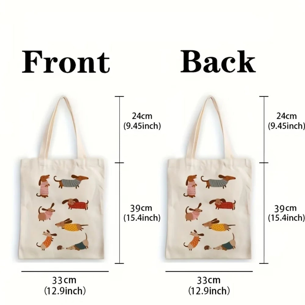 Dachshund Pattern Tote Bag – Cute Sausage Dog Canvas Shopping Bag