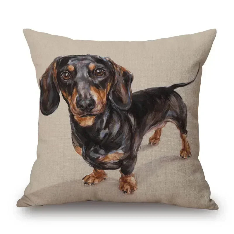 Hand Painting Dachshund Dog Cushion Covers