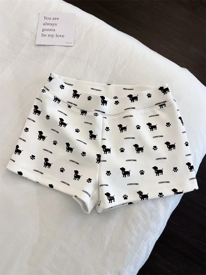 Dachshund Print Women's short Sleeve Shorts Sleepwear
