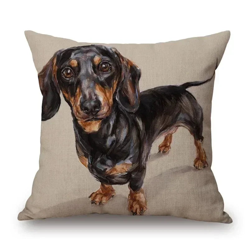 Hand Painting Dachshund Dog Cushion Covers