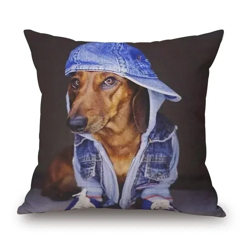 Hand Painting Dachshund Dog Cushion Covers