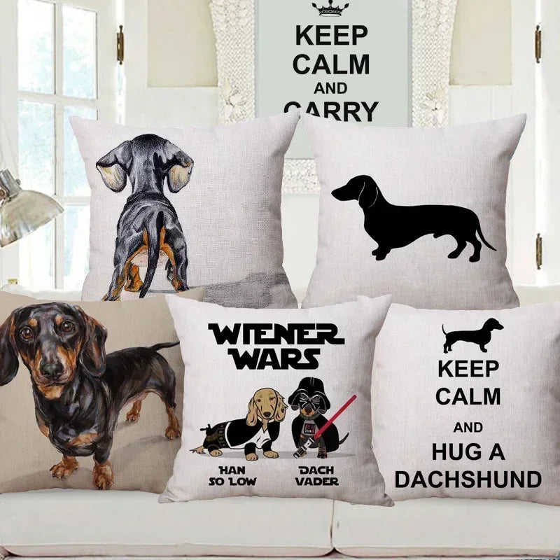 Hand Painting Dachshund Dog Cushion Covers