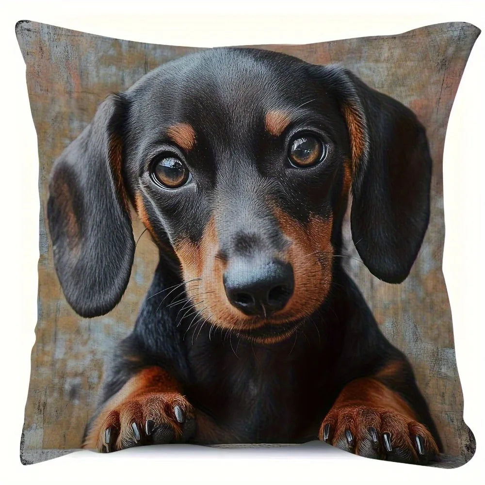 Dachshund Print Throw Pillow Cover – Sausage Dog Cushion Case 45x45cm