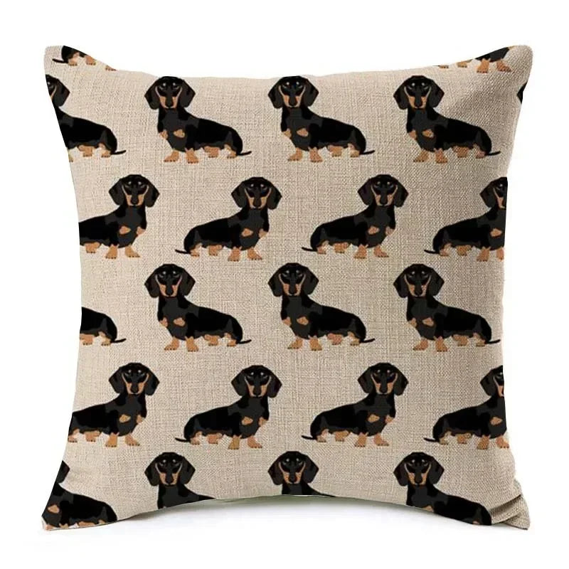 Hand Painting Dachshund Dog Cushion Covers