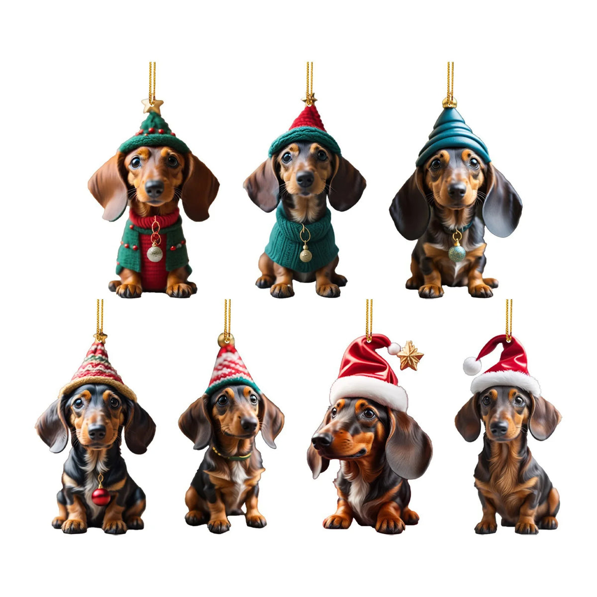 Cartoon Dachshund Christmas Ornaments – Cute Tree Hanging Decor