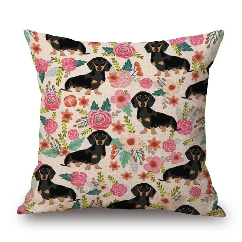 Hand Painting Dachshund Dog Cushion Covers